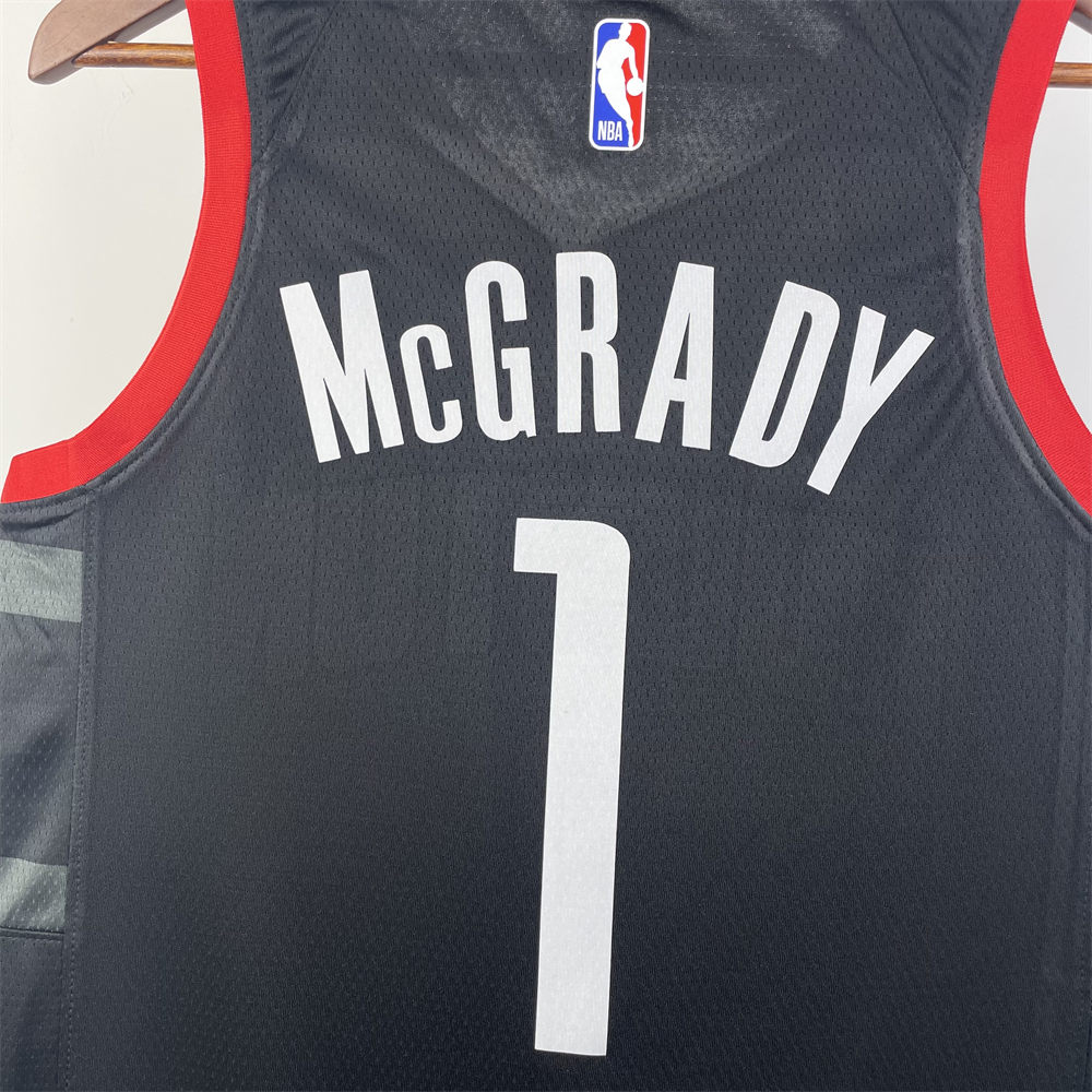 NBA Houston Rockets 2024 V-Neck Balck Jersey McGRADY#1 S-XXL
