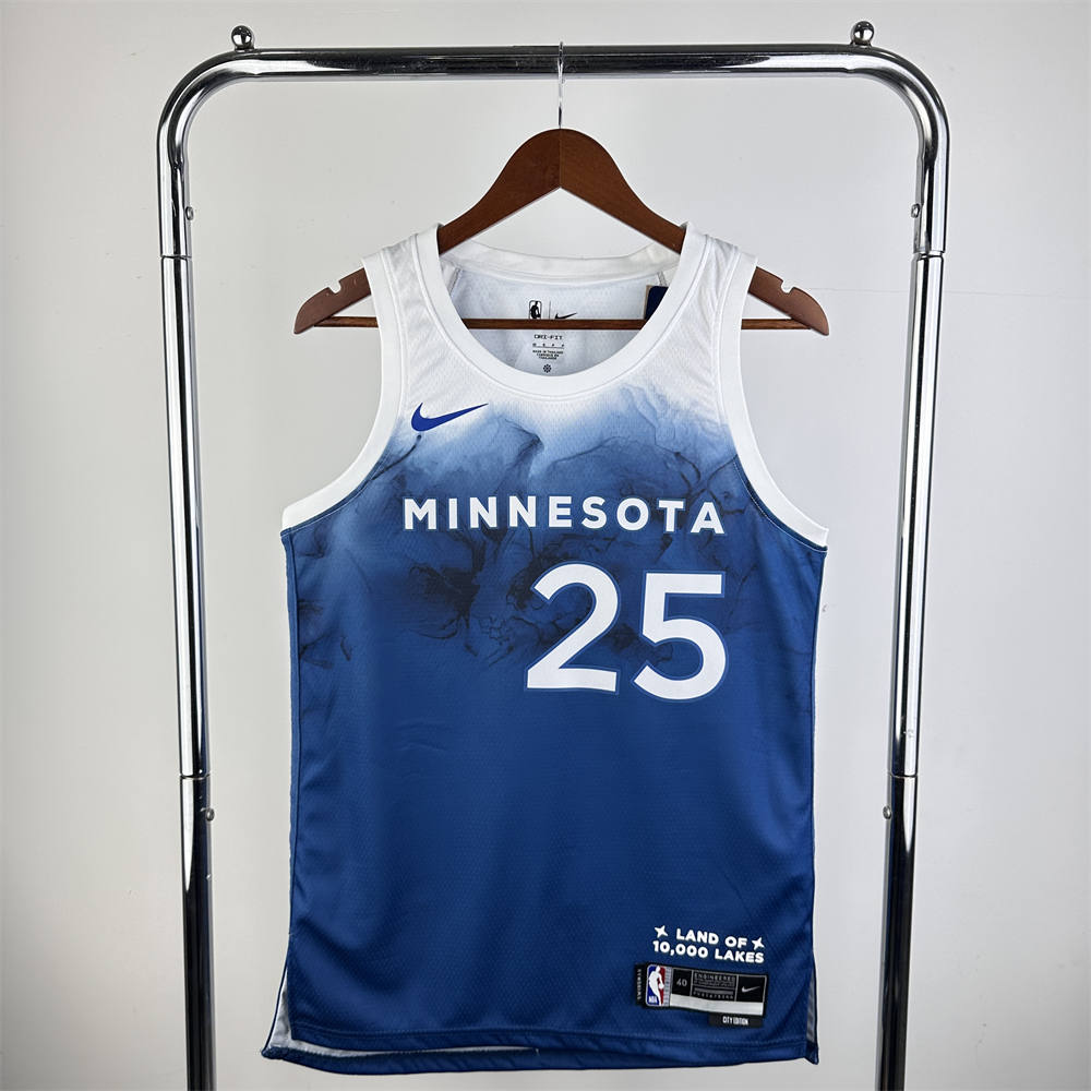 NBA Minnesota Timberwolves 2024 Round Neck City Edition Jersey ROSE#25 S-XXL