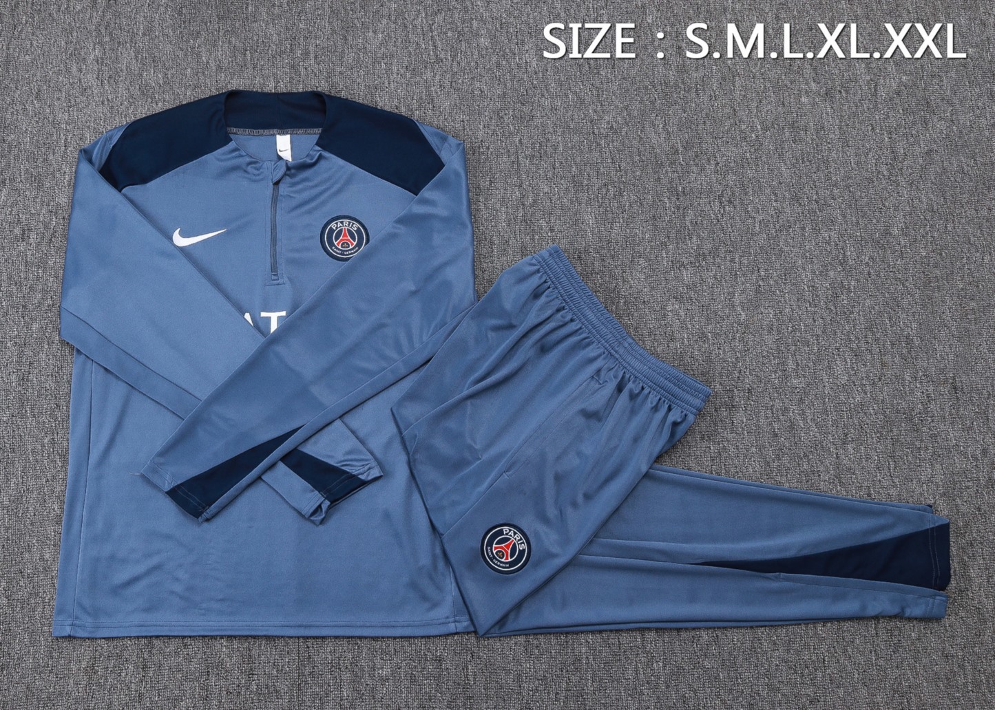 202526 Paris grey Long-sleeved half-pull training kit Football team kit