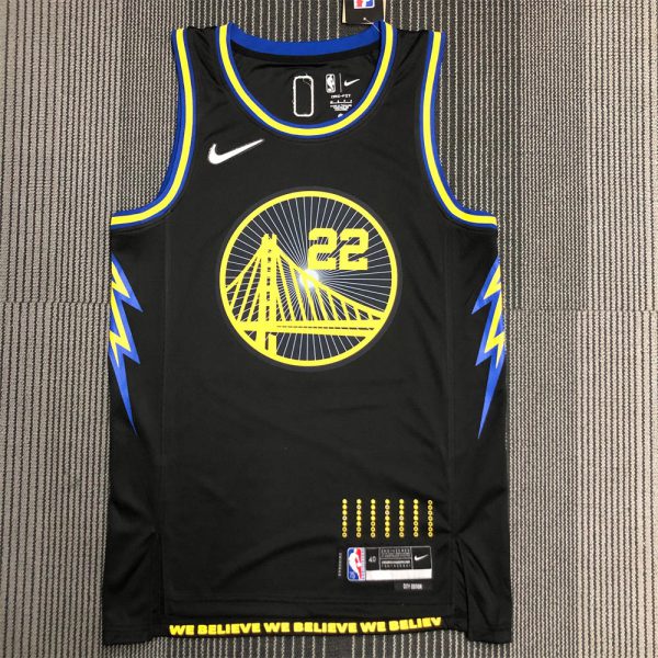 NBA Golden State Warriors V-Neck 75th anniversary Black Jersey WIGGINS#22 S-XXL