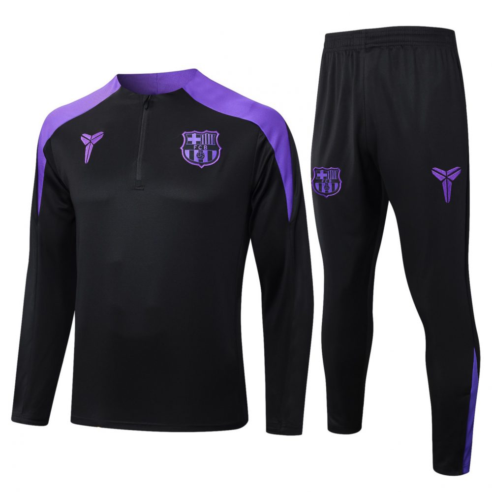 202526 Barcelona blackish purple Long-sleeved half-pull training kit Football team kit