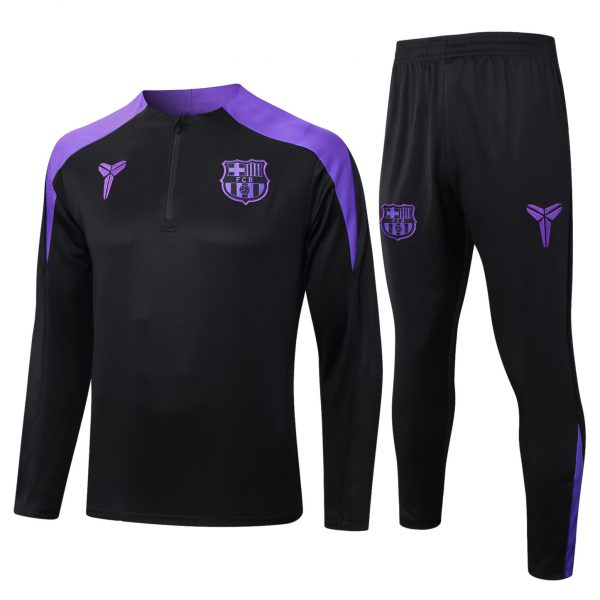 202526 Barcelona blackish purple Long-sleeved half-pull training kit Football team kit