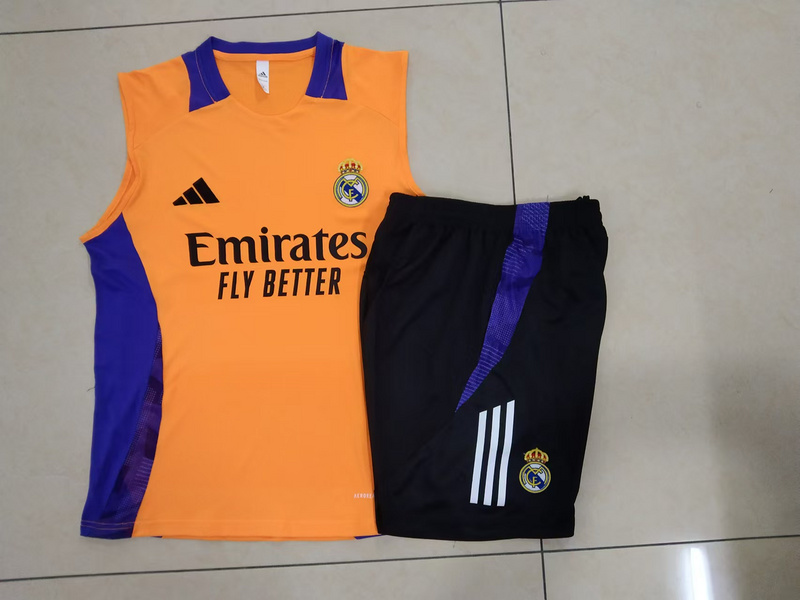 24/25 Real Madrid Orange Black Training Set Shirt and Shorts