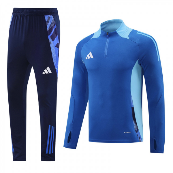 2024 Adidas Blue Long-sleeved half-pull training kit Football team kit