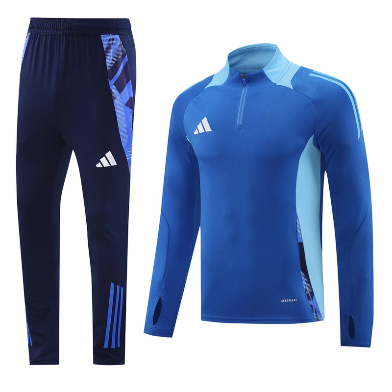 2024 Adidas Blue Long-sleeved half-pull training kit Football team kit