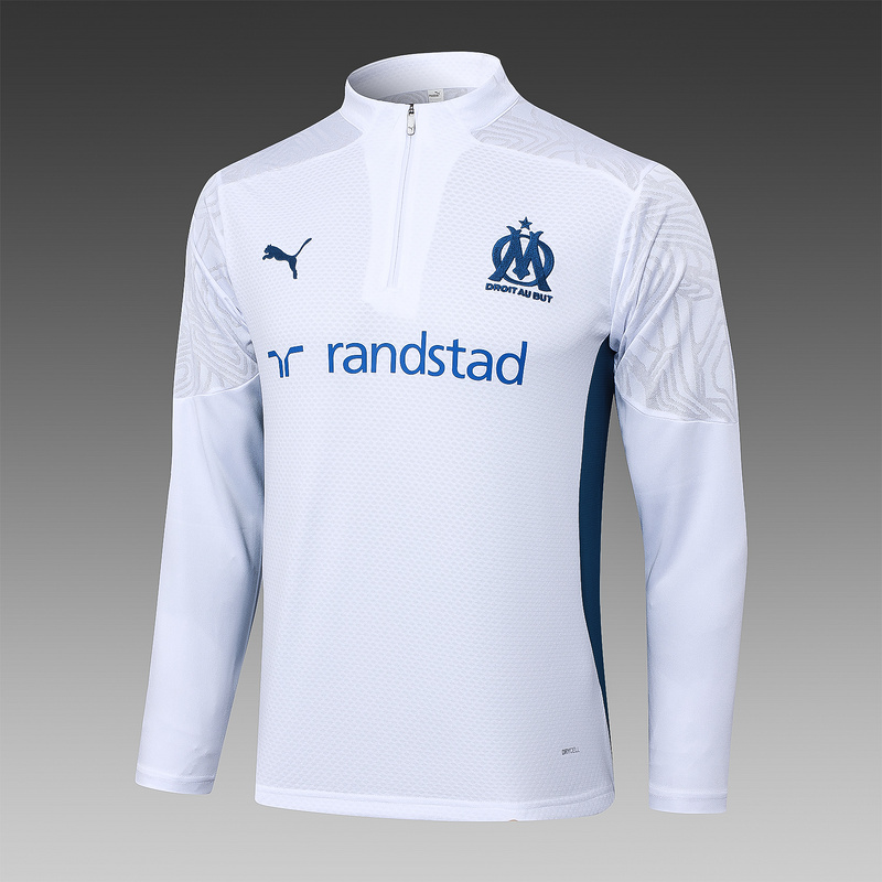 24/25 Marseilles White Long-sleeved half-pull training kit Football team kit