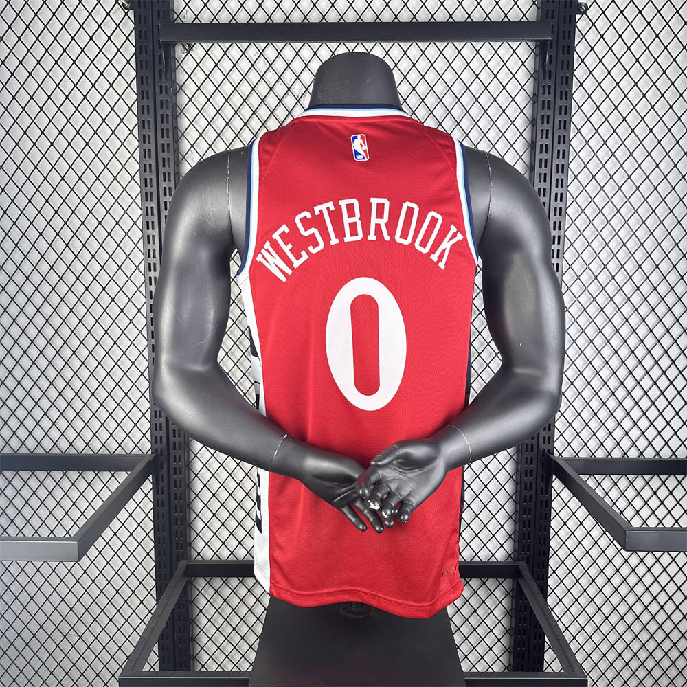 NBA Los Angeles Clippers 24/25 Round Neck JORDAN Edition Red Jersey WESTBROOK#0 S-XXL