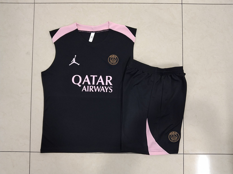 24/25 Paris Black Training Set Shirt and Shorts