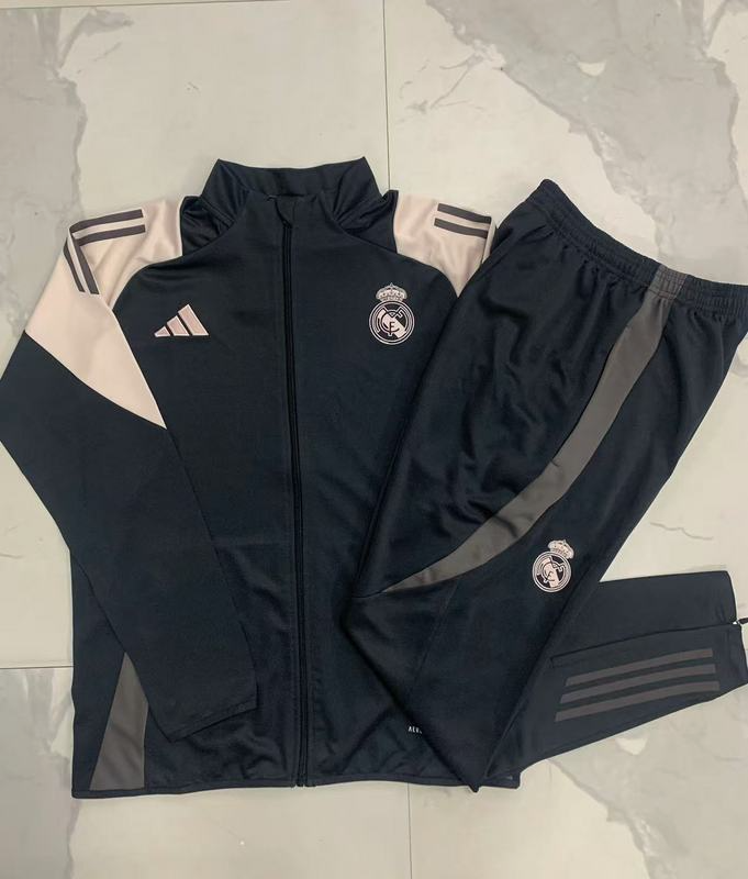 2024/25 Real Madrid Grey Jacket Training Suit Set Football Team Shirt Sports Fashion