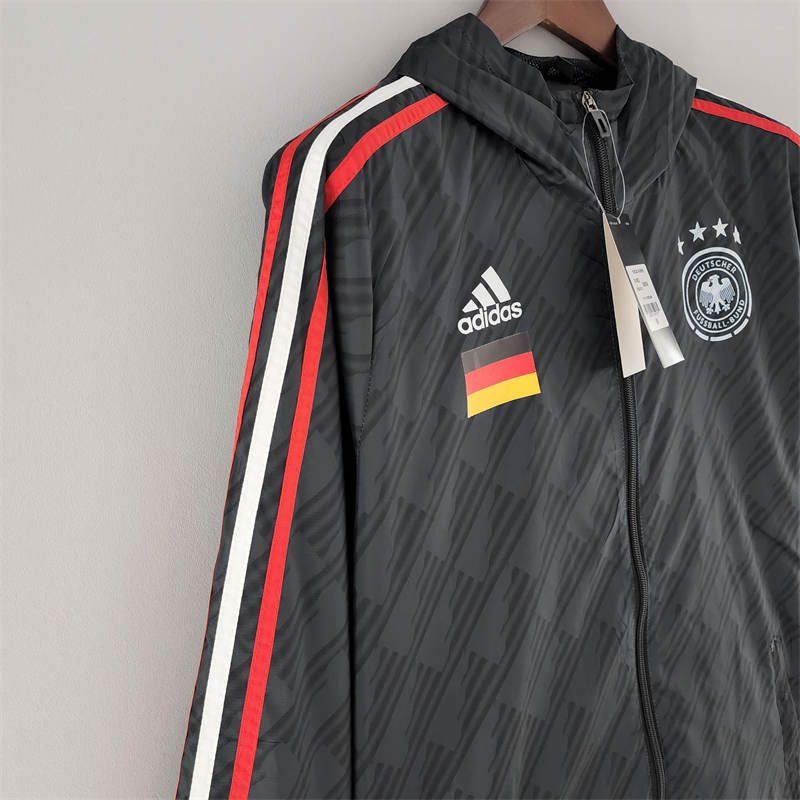 2022 Germany Windbreaker Black Red and White Sport Unifom jersey Sport Unifom