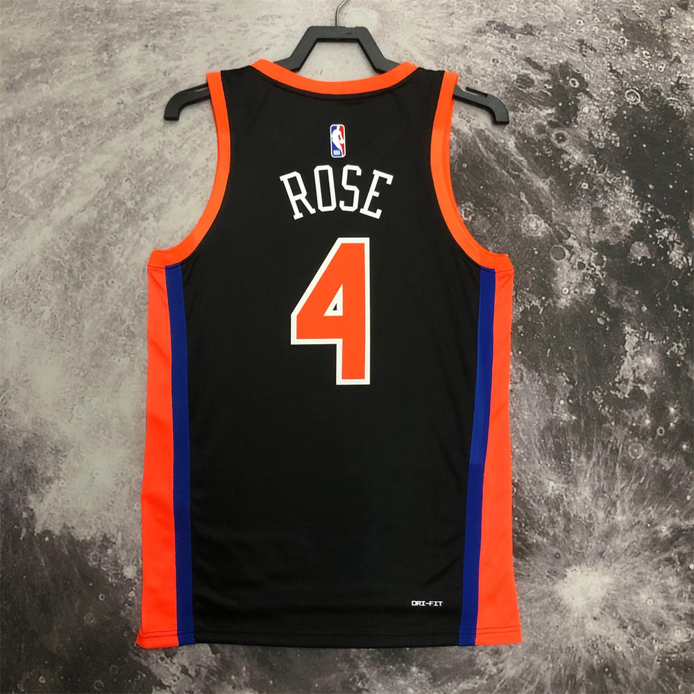 NBA New York Knicks V-Neck City Edition Black jersey ROSE#4 S-XXL