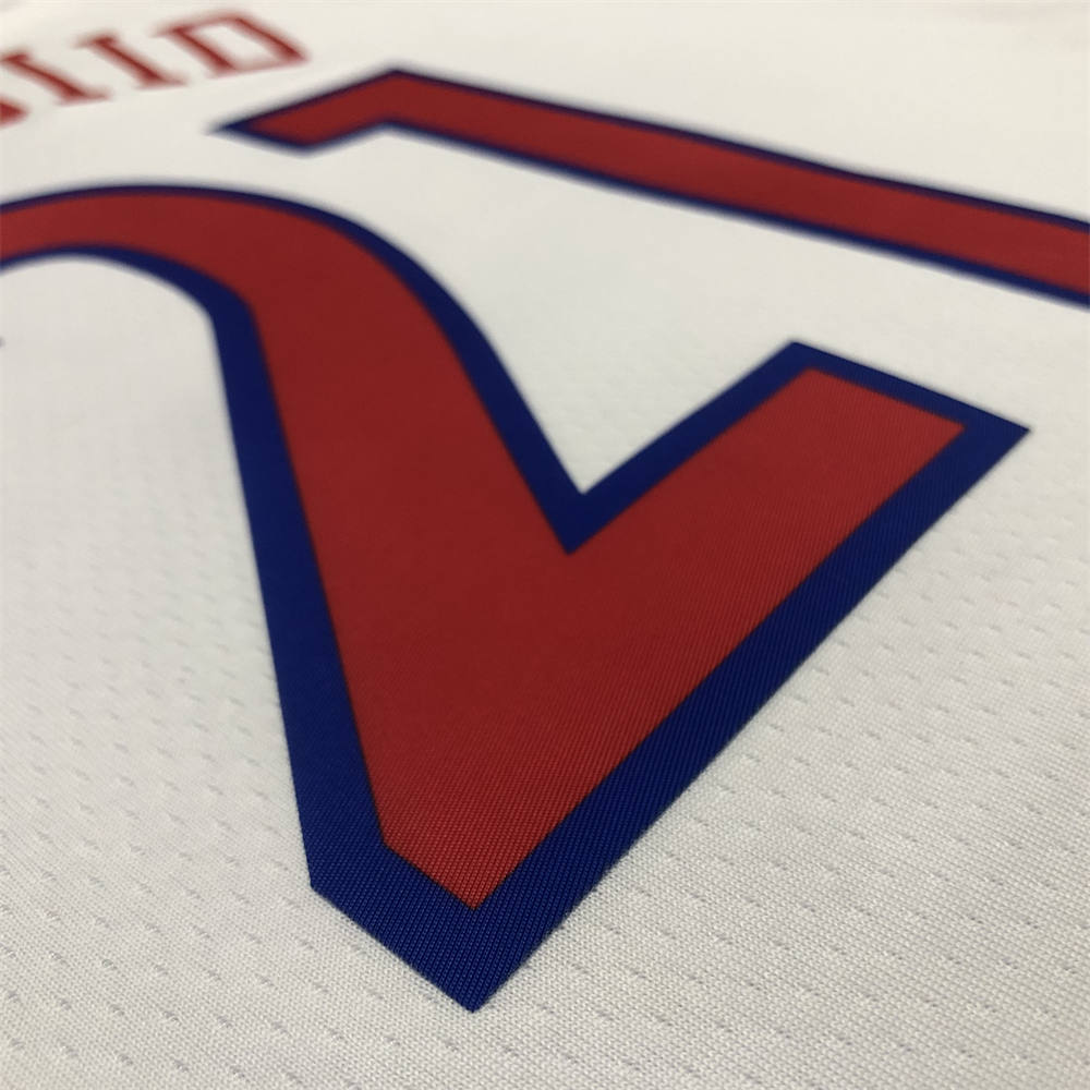 NBA Philadelphia 76ers Round Neck White Jersey EMBIID#21 S-XXL