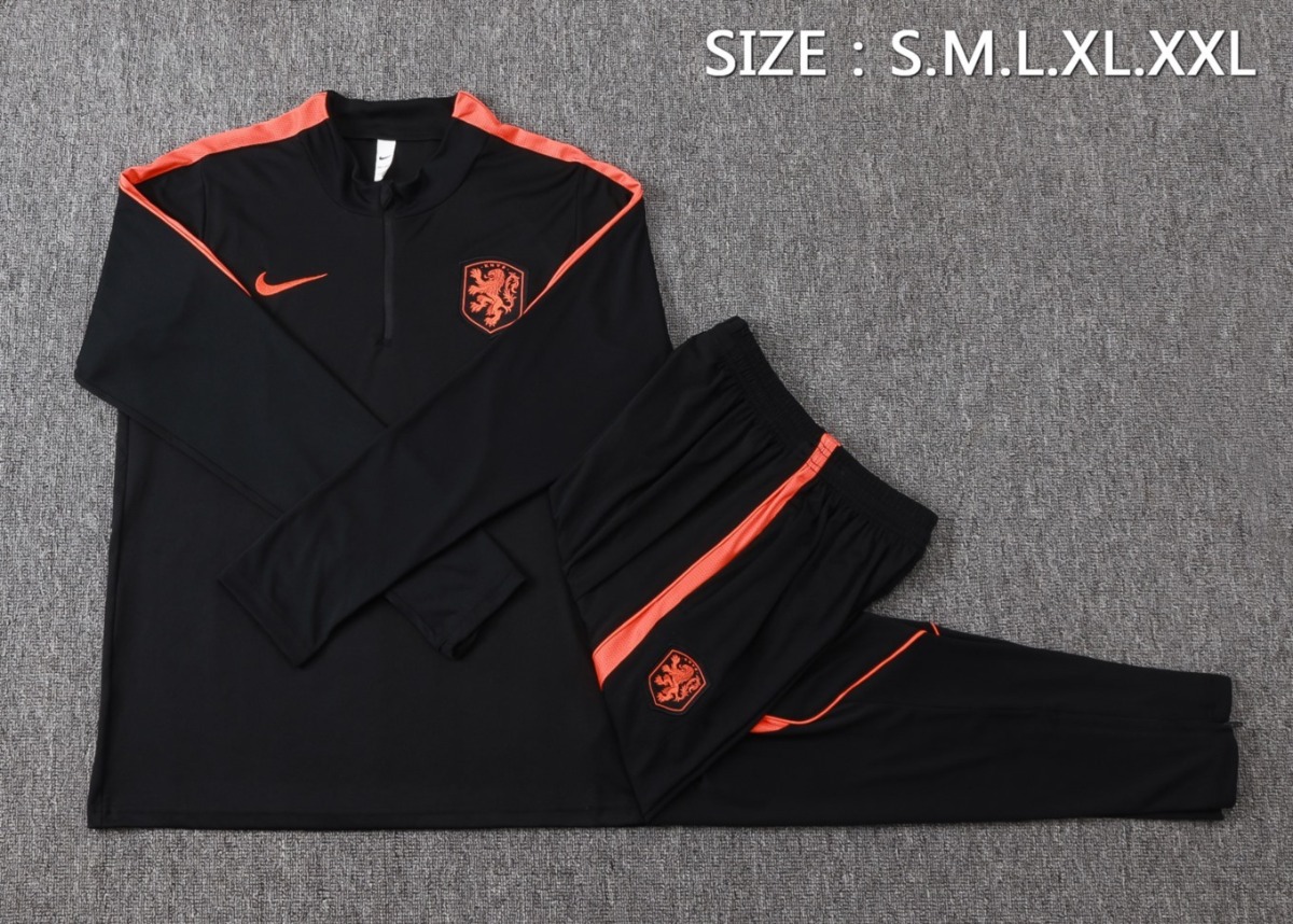 2026 Netherlands Black Long-sleeved halt-pull training kit