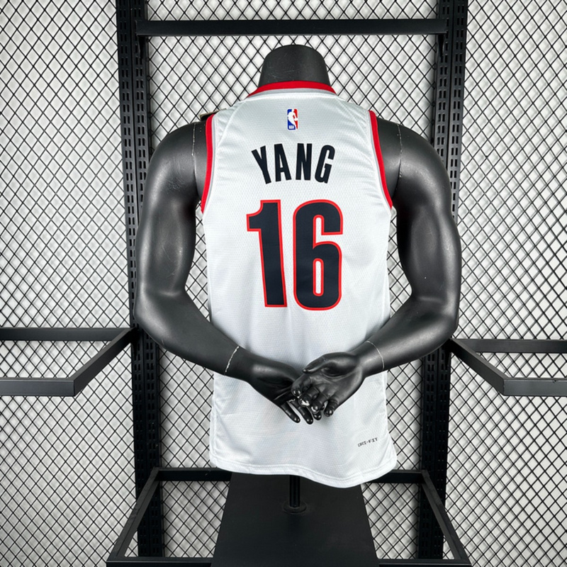 NBA Portland Trail Blazers 2023 V-Neck White jersey YANG#16 S-XXL