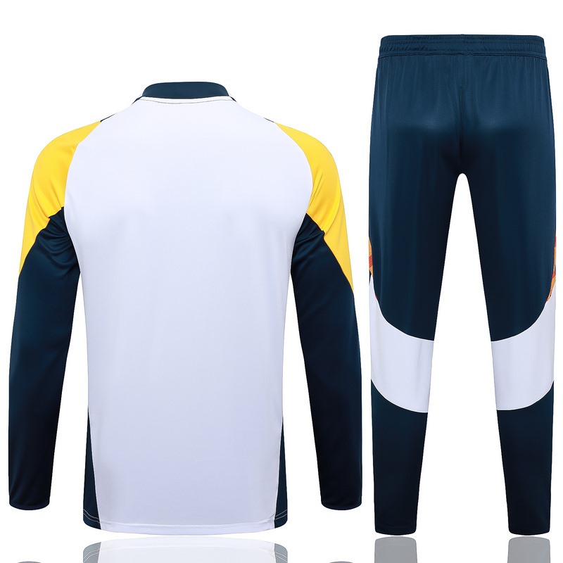 24/25 Real Madrid White Long-sleeved half-pull training kit Football team kit