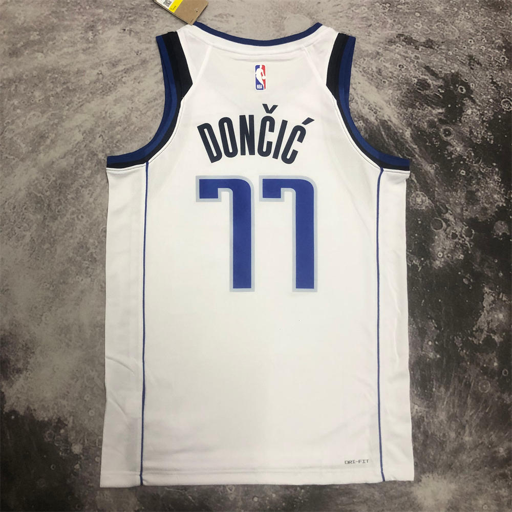 NBA Dallas Mavericks V-Neck White Jersey DONCIC#77 S-XXL