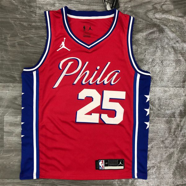 NBA Philadelphia 76ers V-Neck Red Jersey SIMMONS#25 S-XXL