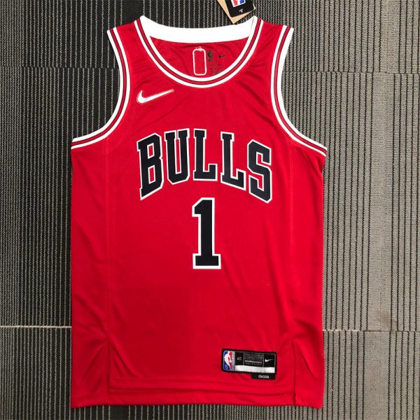NBA Chicago Bulls Round Neck Red 75th anniversaryJersey ROSE#1 S-XXL