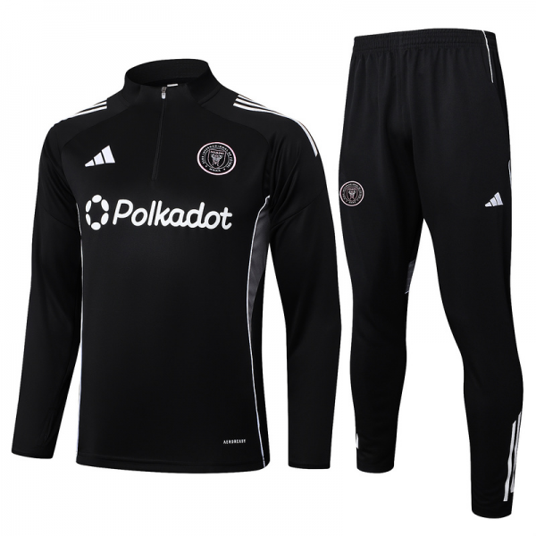 202526 Miami Black Long-sleeved half-pull training kit Football team kit