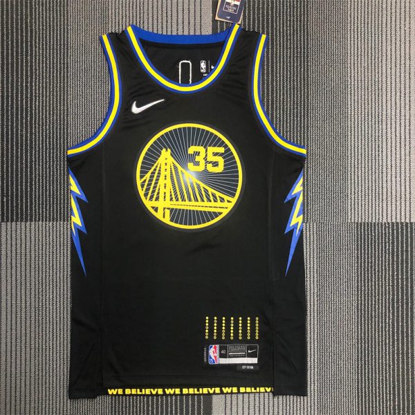 NBA Golden State Warriors V-Neck 75th anniversary Black Jersey DURANT#35 S-XXL
