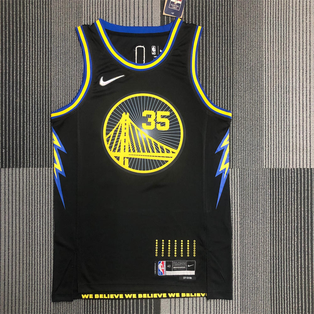 NBA Golden State Warriors V-Neck 75th anniversary Black Jersey DURANT#35 S-XXL