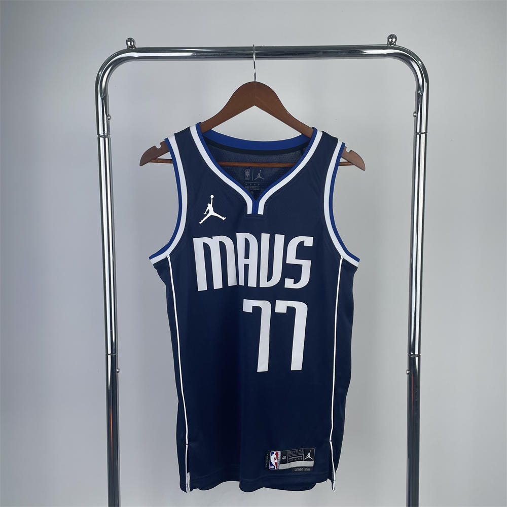 NBA Dallas Mavericks V-Neck Royal Blue Jersey DONCIC#77 S-XXL