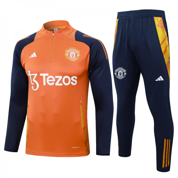 24/25 Manchester United Orange Long-sleeved half-pull training kit Football team kit