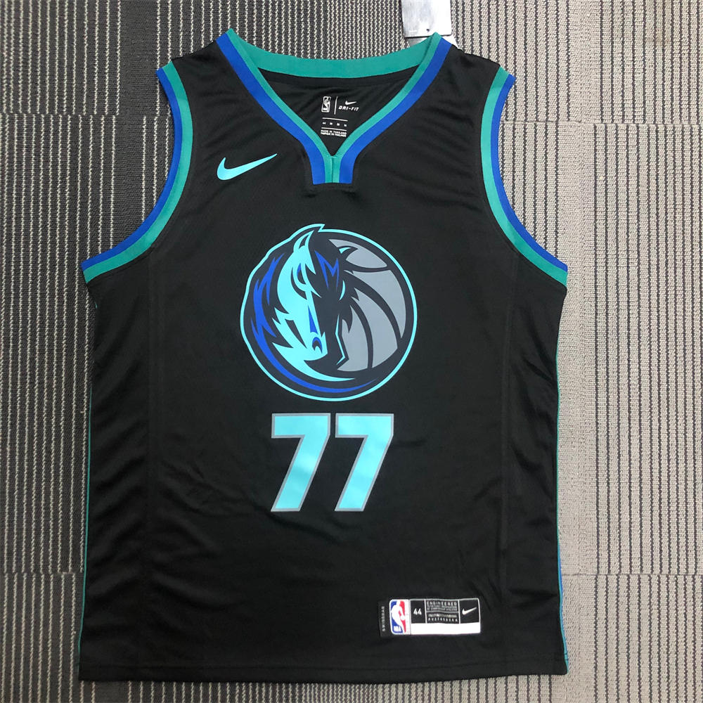 NBA Dallas Mavericks V Neck Black Jersey DONCIC#77 S-XXL