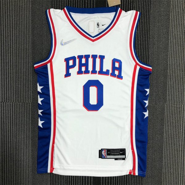 NBA Philadelphia 76ers Round Neck Black 75th Anniversary Jersey MAXEY#0 S-XXL