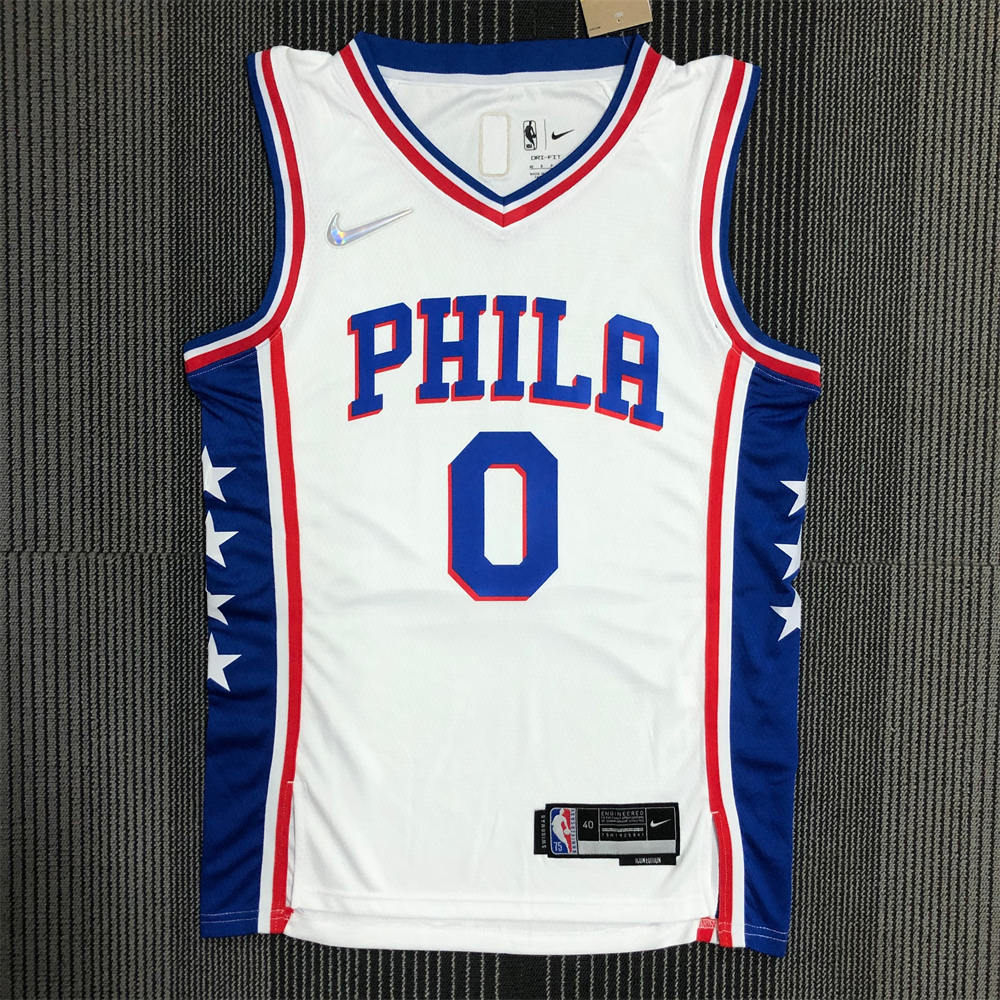 NBA Philadelphia 76ers Round Neck Black 75th Anniversary Jersey MAXEY#0 S-XXL