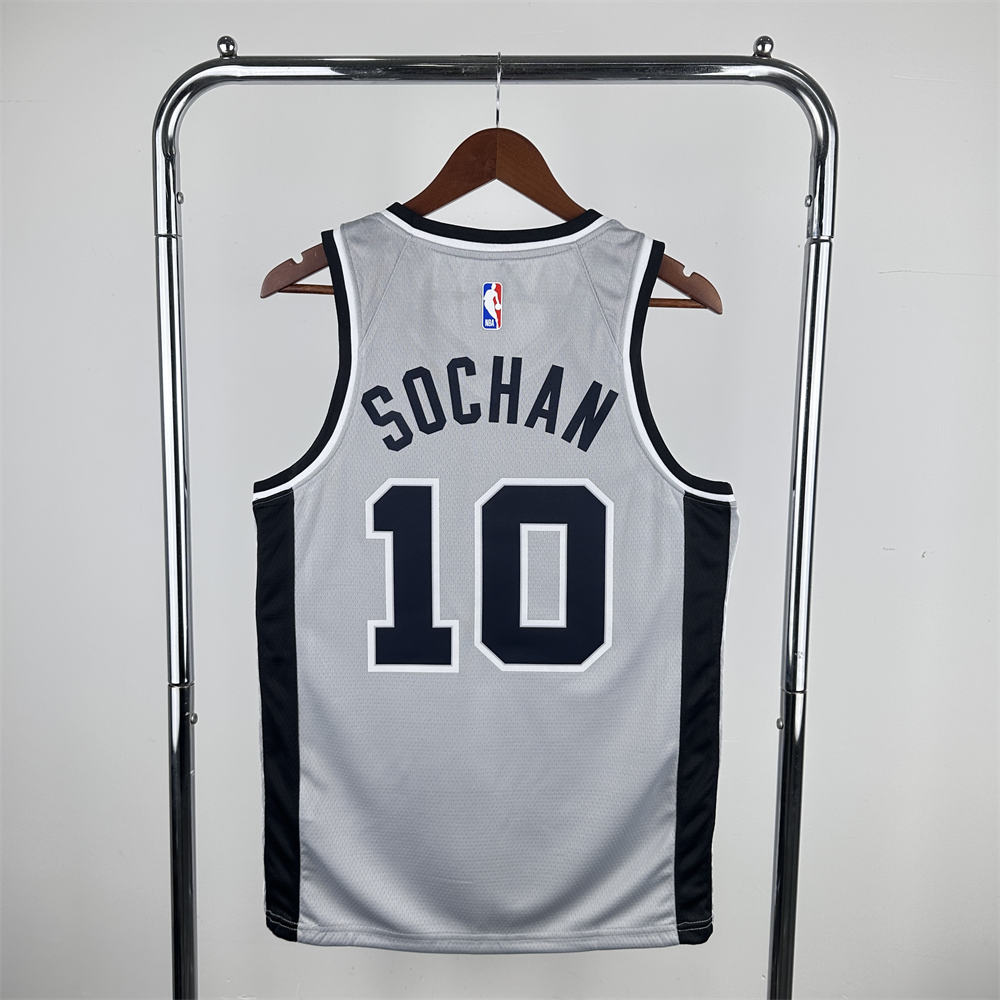 NBA San Antonio Spurs 2021 V-Neck Grey jersey SOCHAN#10 S-XXL