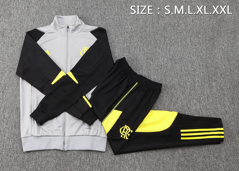 2024 Flamengo Gray Jacket Training Suit Set Football Team Shirt Sports Fashion