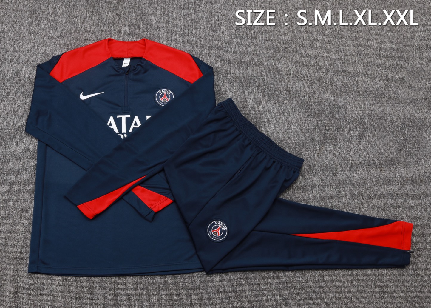 202526 Psg Rayol Blue Long-sleeved half-pull training kit Football team kit