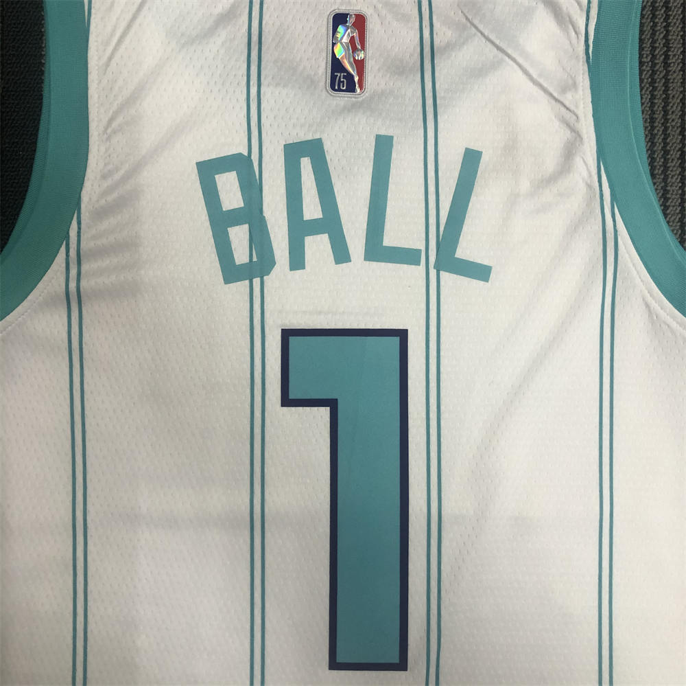 NBA Charlotte Hornets V-Neck 75th Anniversary Jersey BALL#1 S-XXL