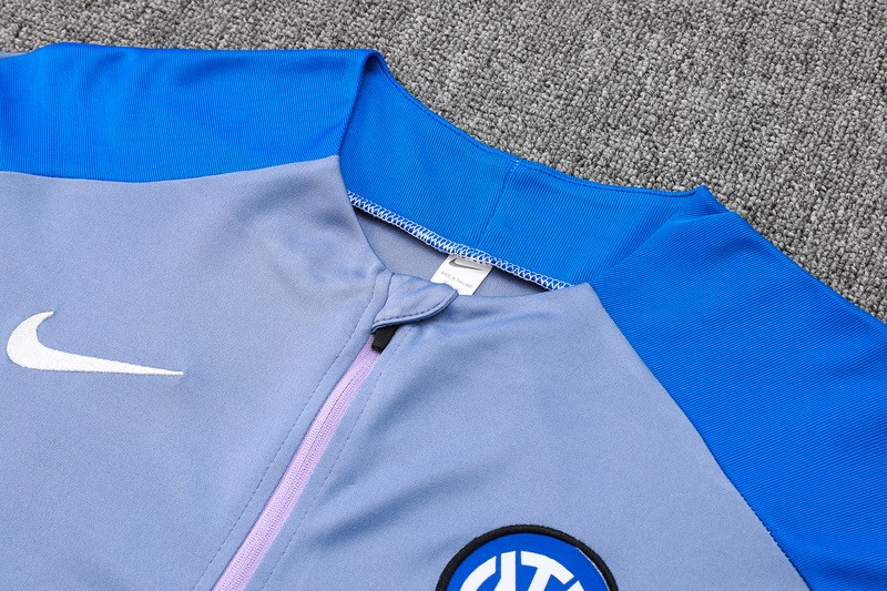 24/25 Inter Milan Gray Blue Long-sleeved half-pull training kit Football team kit
