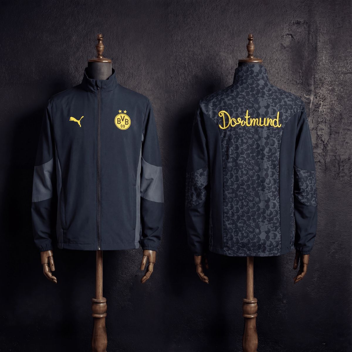 2026 Dortmund Black Reversible Jacket Windbreaker Sport Unifom