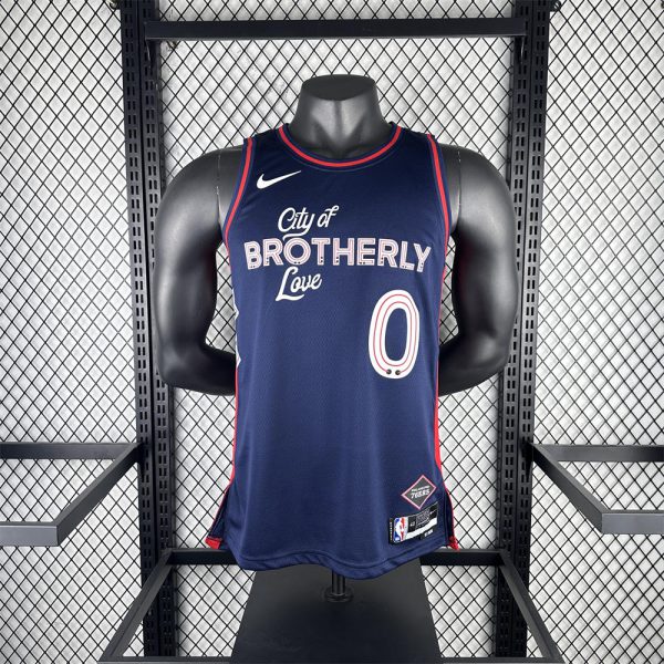 NBA Philadelphia 76ers 2024 Round Neck City Edition Black Jersey MAXEY#0 S-XXL