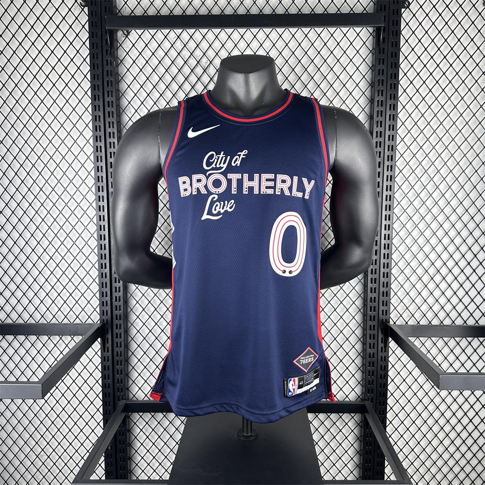 NBA Philadelphia 76ers 2024 Round Neck City Edition Black Jersey MAXEY#0 S-XXL