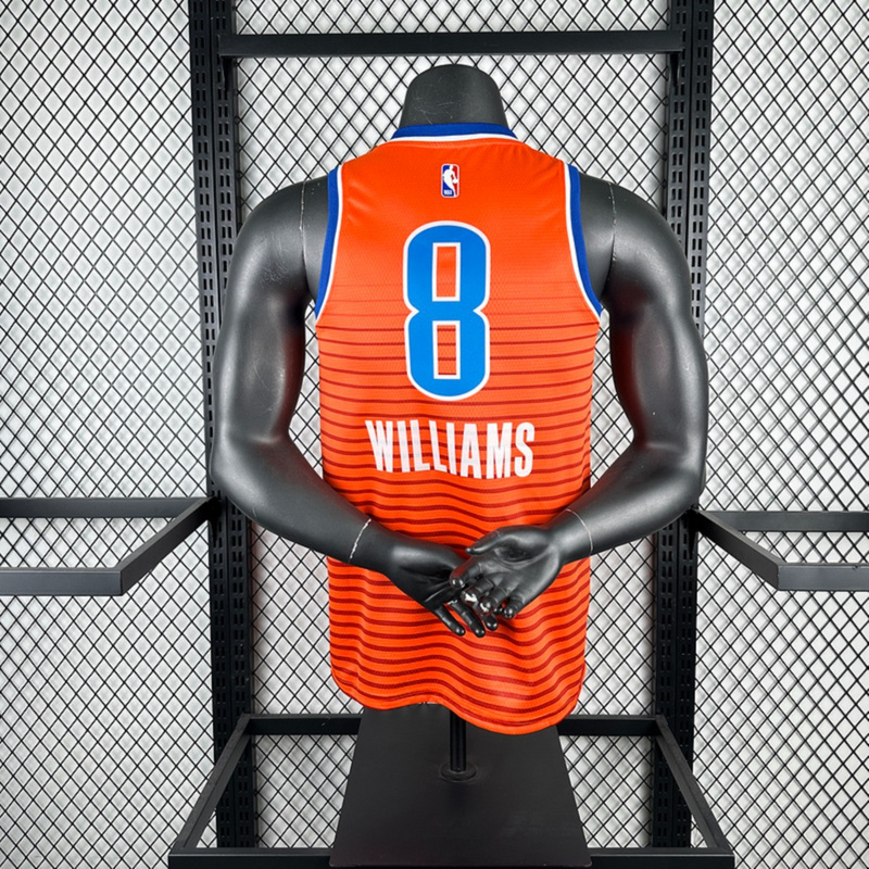 NBA Oklahoma City Thunder V-Neck Orange Jersey WILLIAMS#8 S-XXL