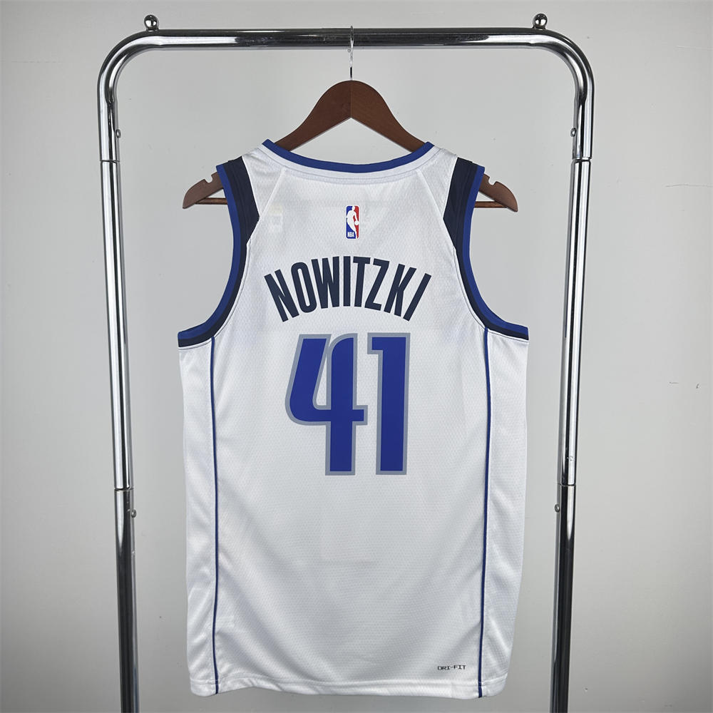 NBA Dallas Mavericks V-Neck White Jersey NOWIZTKI#41 1 S-XXL