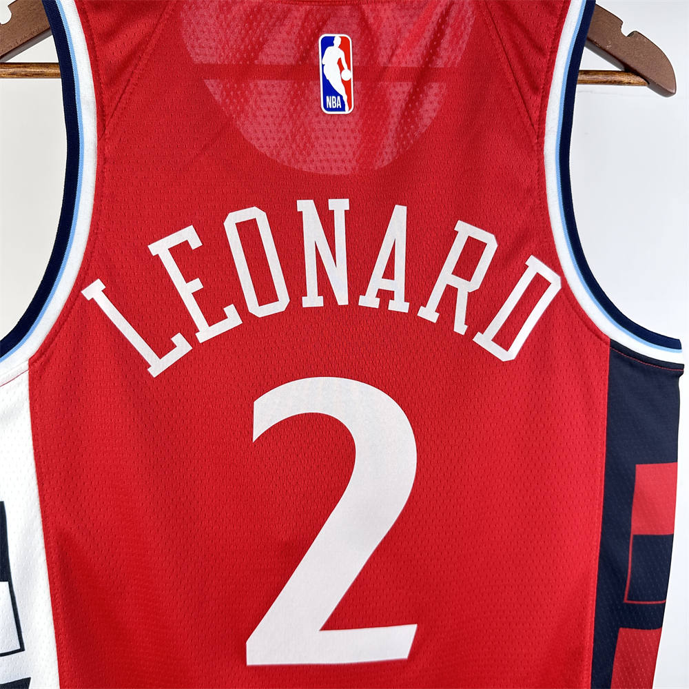 NBA Los Angeles Clippers 24/25 Round Neck JORDAN Edition Red Jersey LEONARD#2 S-XXL