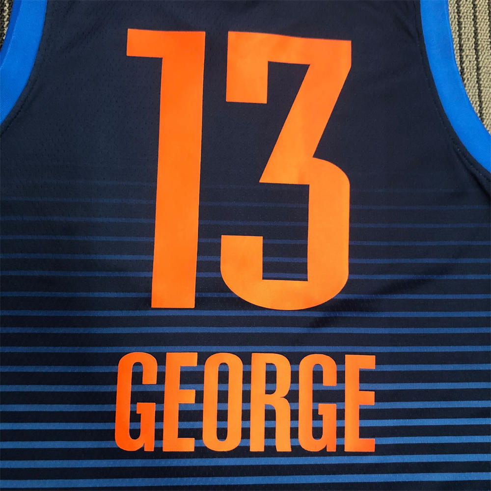 NBA Oklahoma City Thunder V-Neck Deep Blue Jersey GEORGE#13 S-XXL