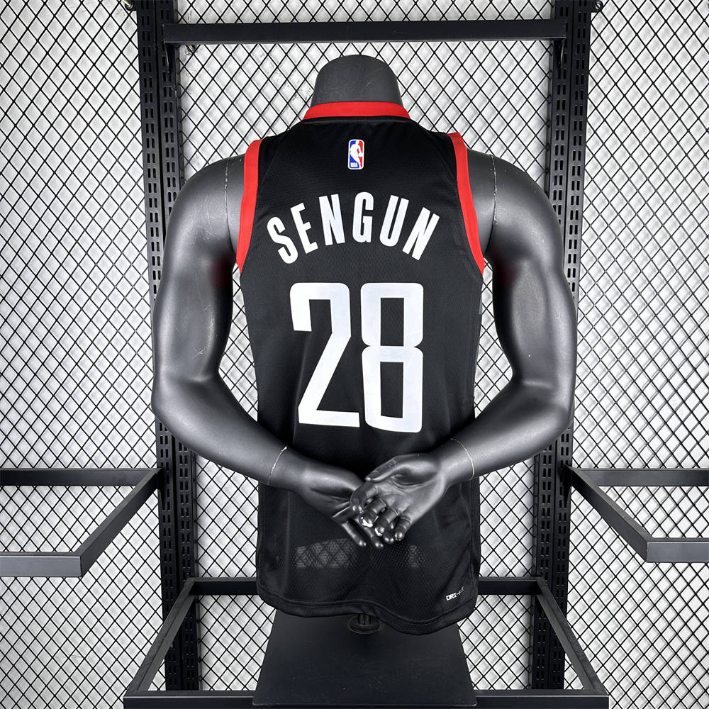 NBA Houston Rockets 2024 V-Neck Balck Jersey SENGUN#28 S-XXL