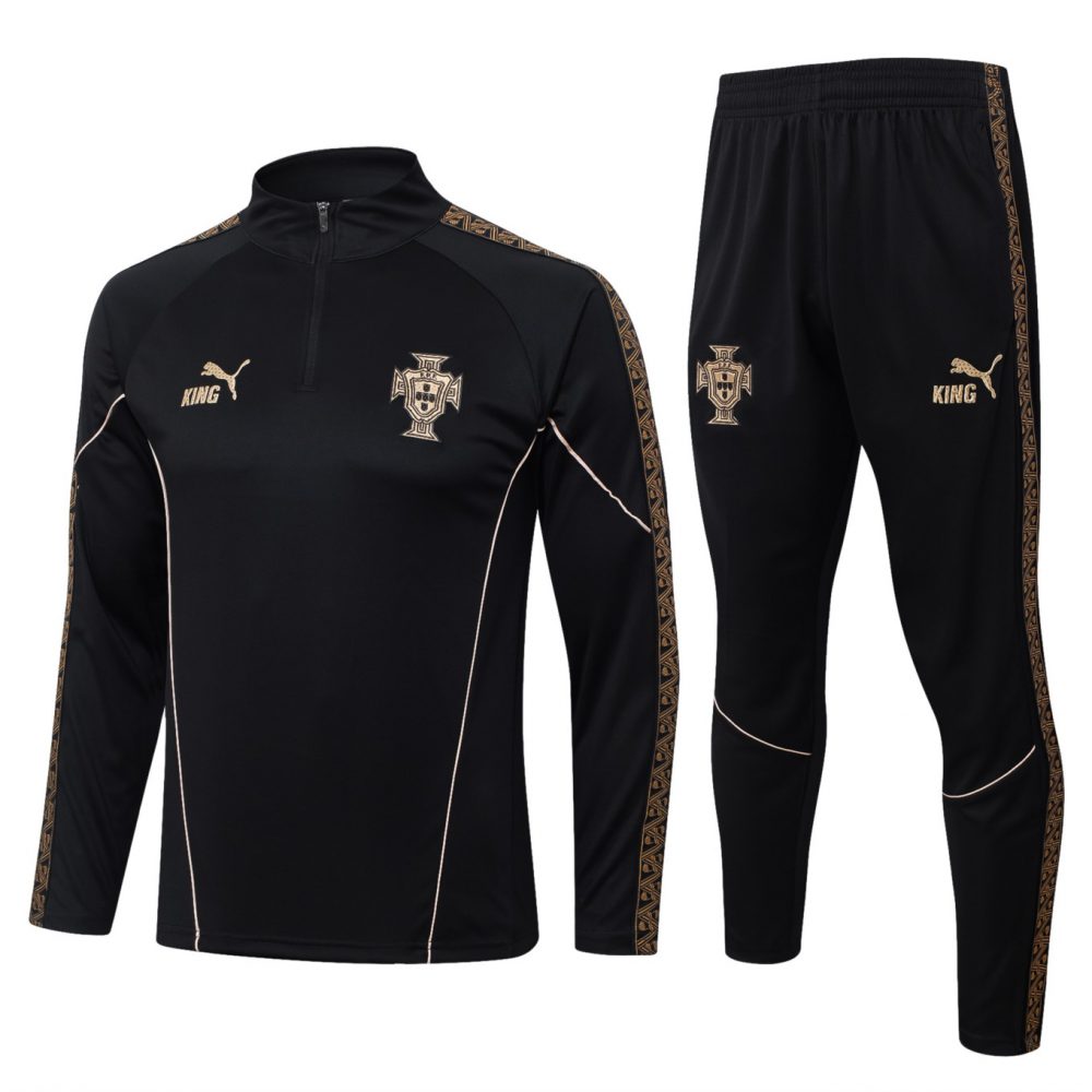 2026 Portugal Black Long-sleeved half-pull training kit