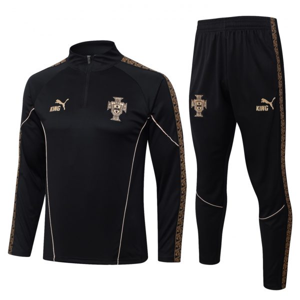 2026 Portugal Black Long-sleeved half-pull training kit