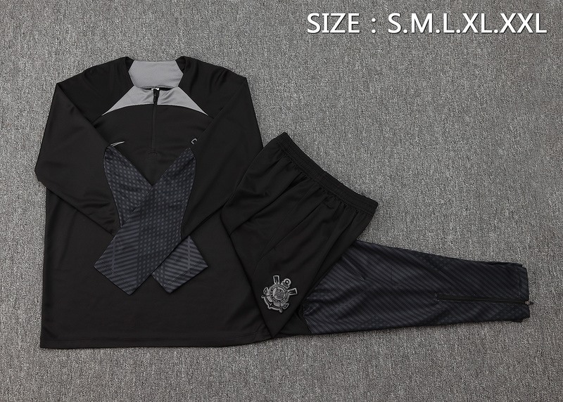 24/25 Corinthians Black Long-sleeved half-pull training kit Football team kit