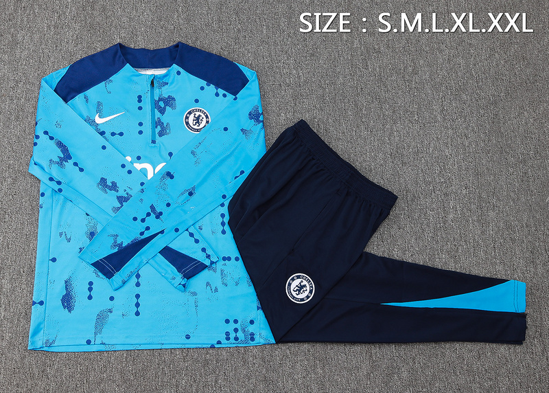 24/25 Chelsea Take blue Long-sleeved half-pull training kit Football team kit