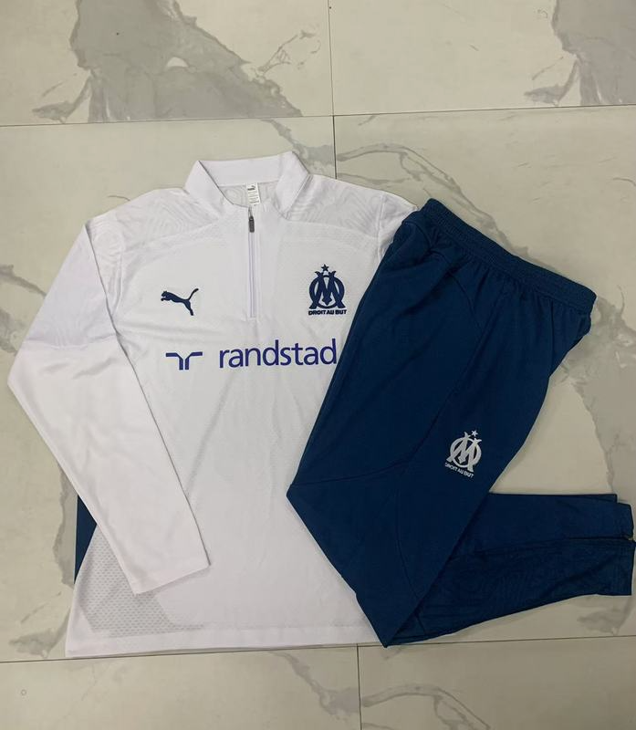 24/25 Marseilles White Long-sleeved half-pull training kit Football team kit