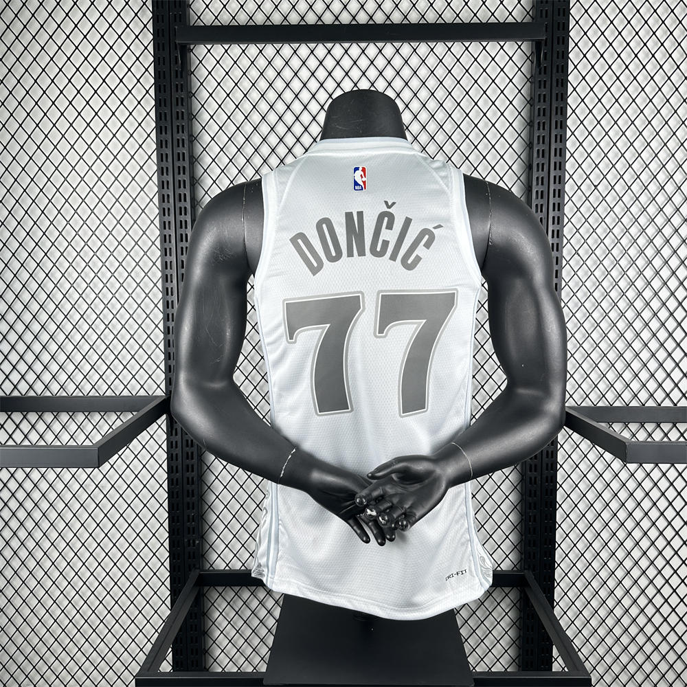 NBA Dallas Mavericks 24/25 City Edition V-Neck White Jersey DONCIC#77 S-XXL