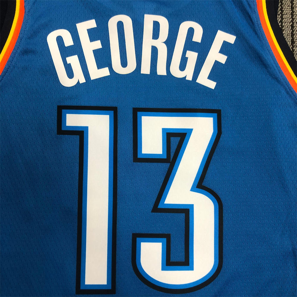 NBA Oklahoma City Thunder V-Neck Blue Jersey GEORGE#13 S-XXL